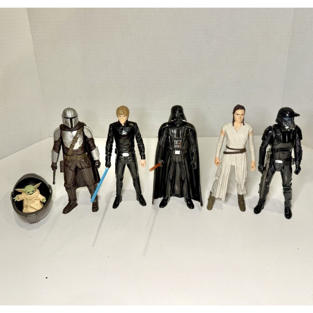 Star Wars Black Series Figure Lot Mandalorian Grogu Vader Luke Rey Death Trooper